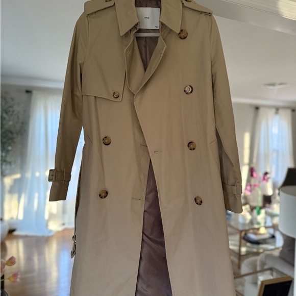 EUC-Mango Classic Tan Trench Coat- Sz small - Picture 2 of 9